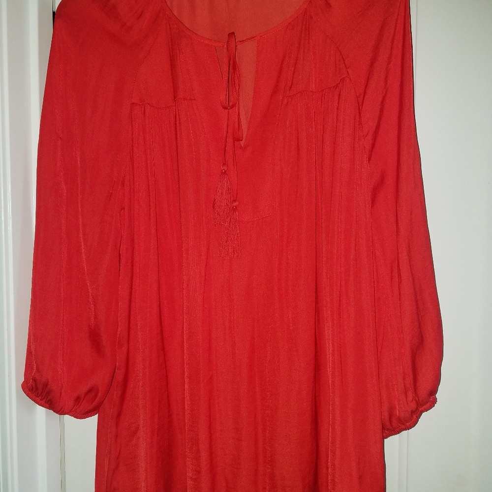 Red flowy blouse